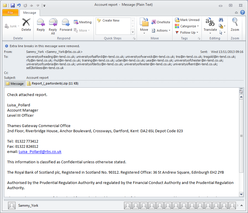 Mail create meeting. Plain messages. Report attached