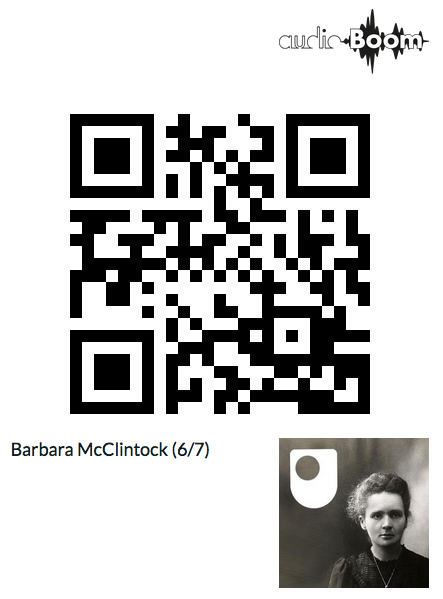 A QR code which links to the Open University's programme about geneticist Barbara McClintock