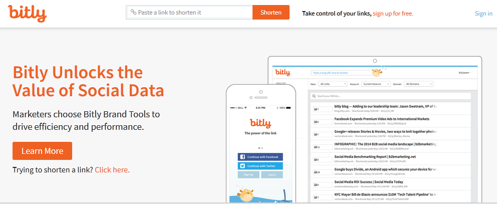 Bitly. Bitly link example.